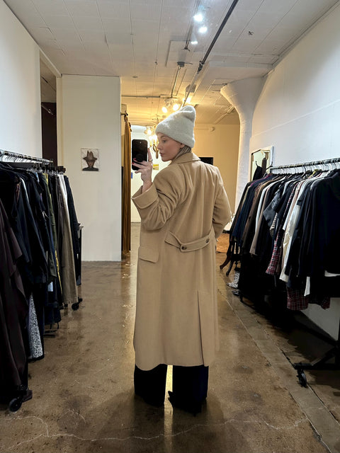 Vintage Tan Camel Hair Double Breasted Coat