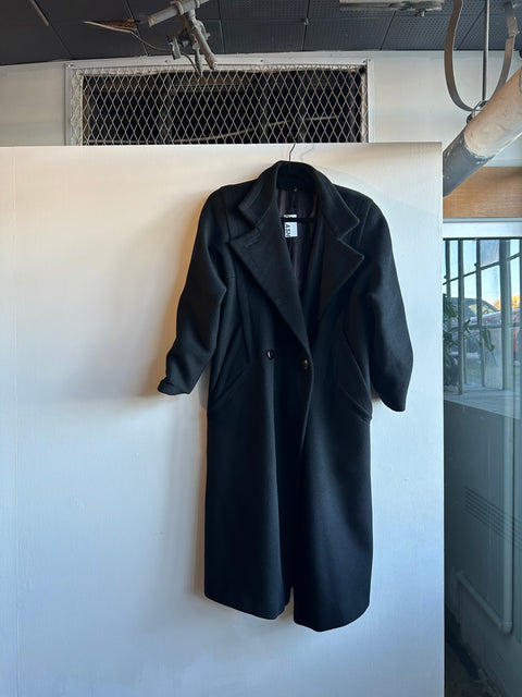 Black Wide Collar Wool Jacket
