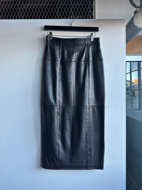Dana Buchman Black Leather Pencil Skirt