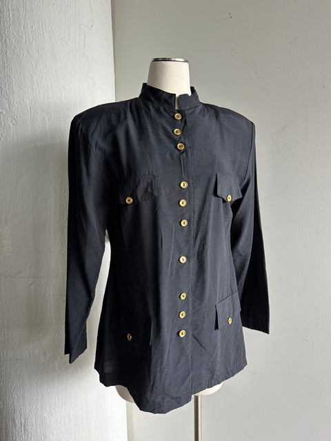 Vintage Navy Mandarin Blazer