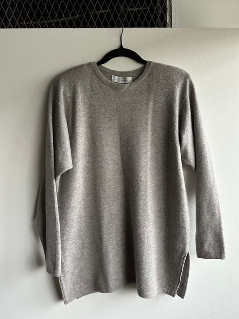 Grey Shoulder Pad Cashmere Sweater