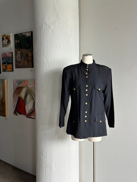 Vintage Navy Mandarin Blazer