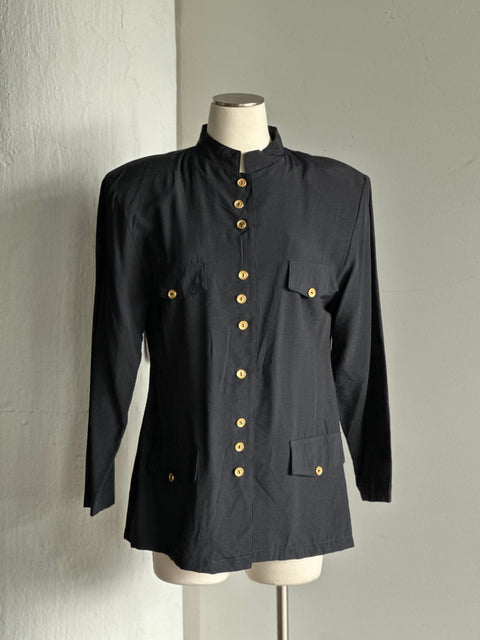 Vintage Navy Mandarin Blazer