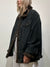 Vintage Dark Wash Denim Jacket with Faux Fur Collar