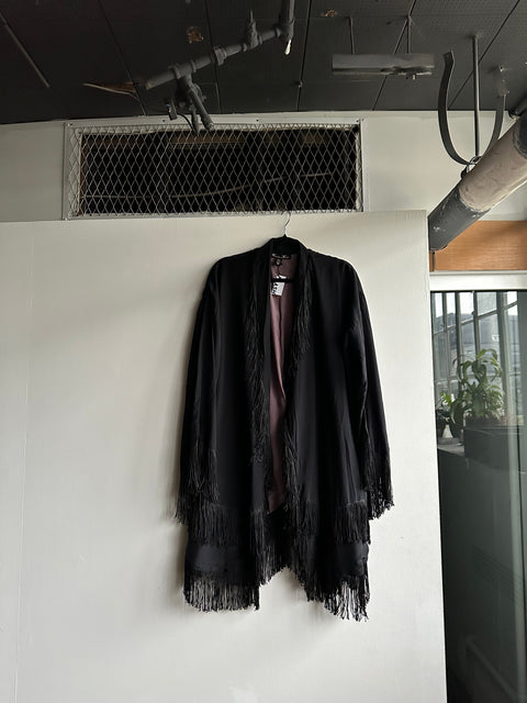 Black Silk Fringe Longsleeve Jacket