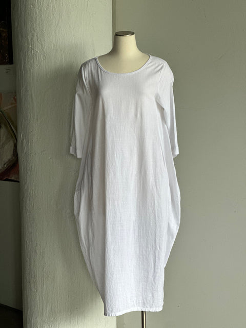 White Cotton Pocket Dress