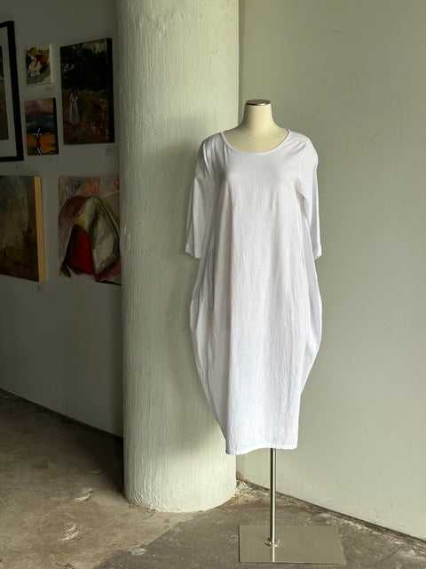 White Cotton Pocket Dress