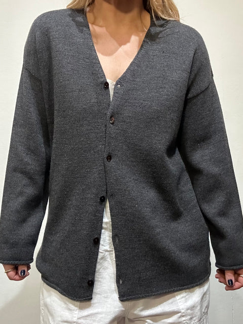 DKNY Soft Grey Wool Cardigan