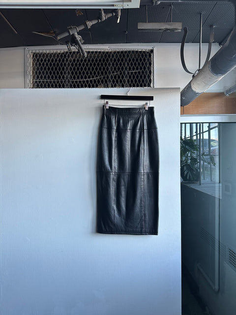 Dana Buchman Black Leather Pencil Skirt
