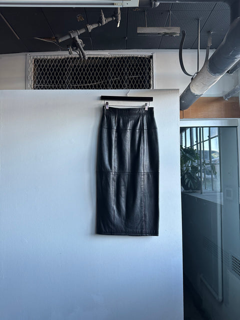 Dana Buchman Black Leather Pencil Skirt