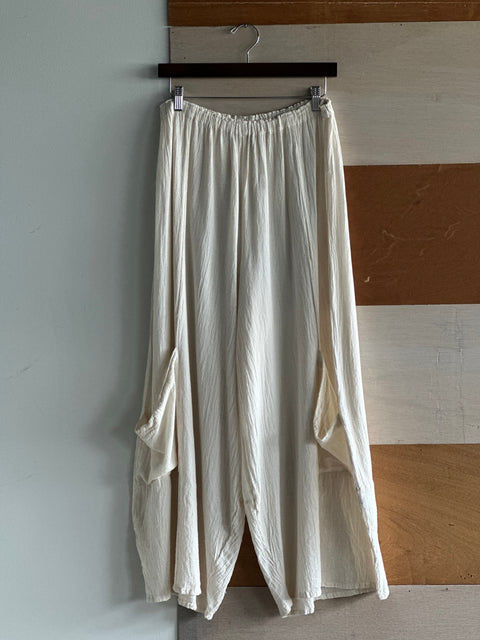 Ivory Linen Palazzo Pants