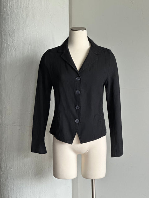 Black Cotton Cropped Blazer - Made in Spain