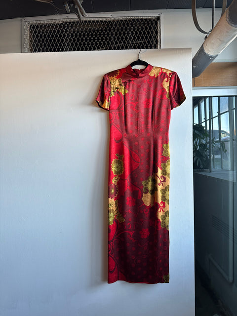 Donna Morgan Red Silk Oriental Dress