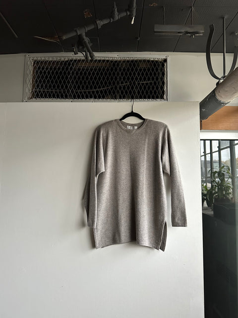 Grey Shoulder Pad Cashmere Sweater