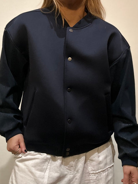 Open Edit Navy Poly Coated Bomber