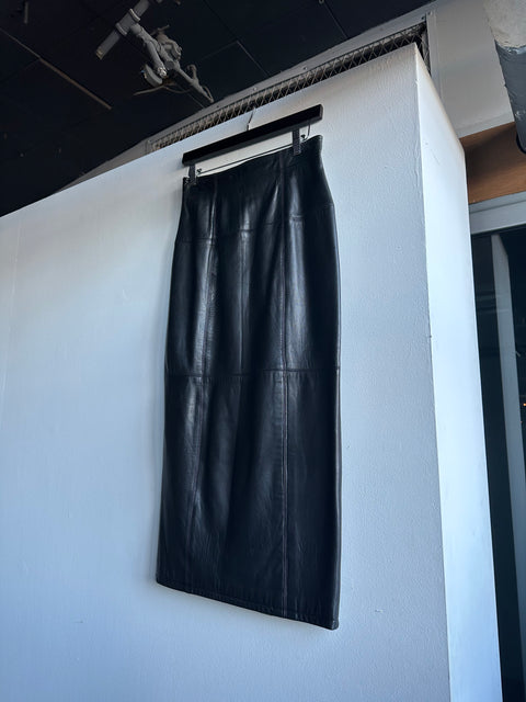 Dana Buchman Black Leather Pencil Skirt