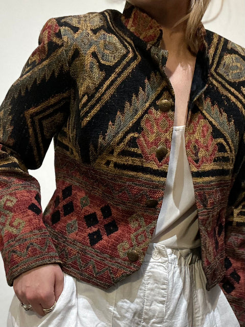 Vintage Tapestry Cropped Jacket