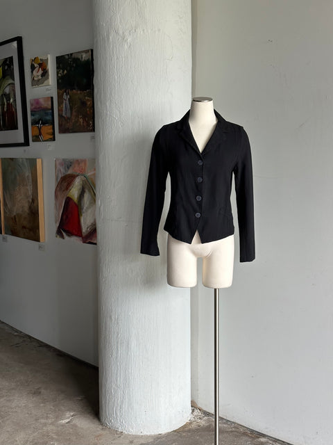 Black Cotton Cropped Blazer - Made in Spain