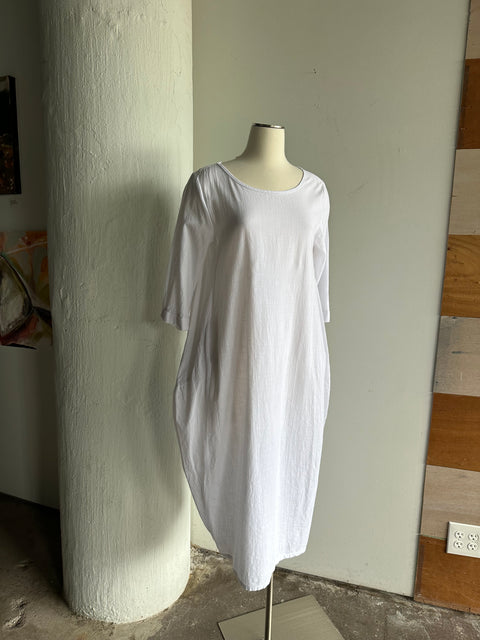 White Cotton Pocket Dress