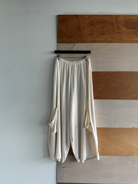 Ivory Linen Palazzo Pants