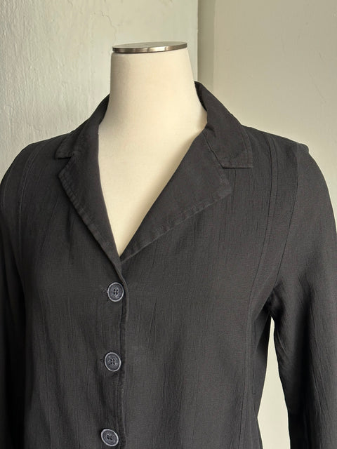 Black Cotton Cropped Blazer - Made in Spain