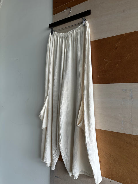 Ivory Linen Palazzo Pants