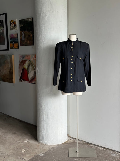 Vintage Navy Mandarin Blazer