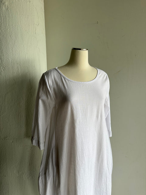 White Cotton Pocket Dress