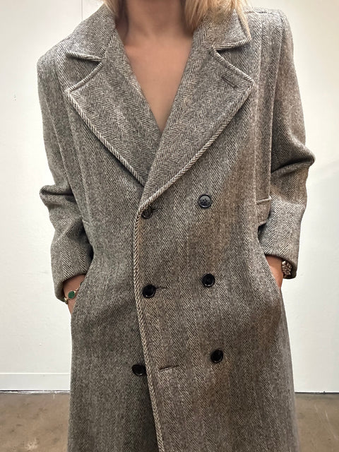 Vintage Grey Houndstooth Wool Jacket