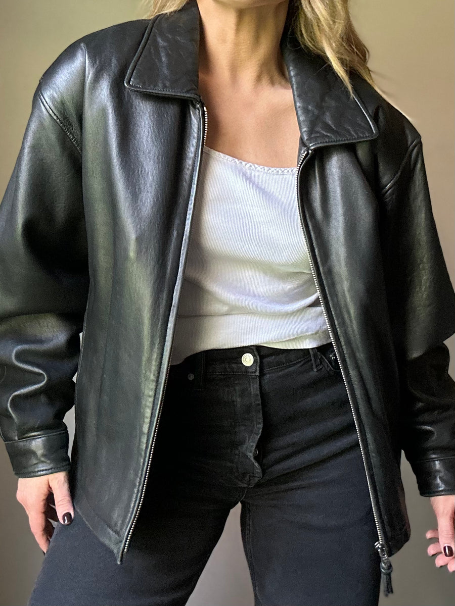 Vintage Bachrach Leather Bomber Jacket– Clash