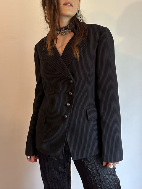 Tahari Black Pinstripe Blazer