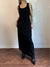 Vintage Black Ribbed Sleeveless Maxi Dress