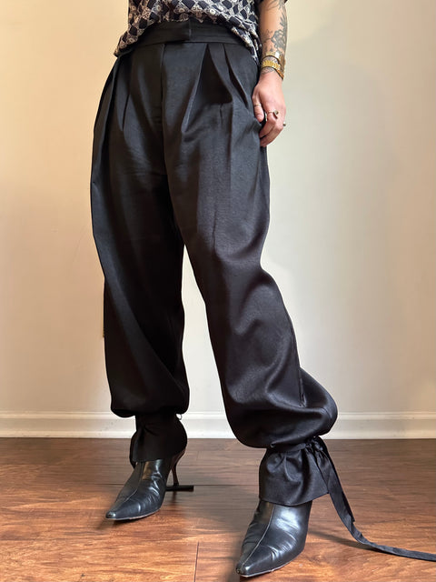 Satin Pleated Tapered Pants