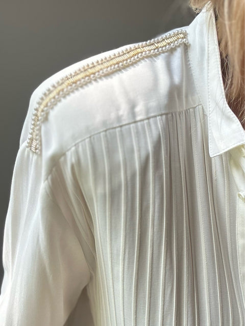 Vintage Off White Beaded Blouse