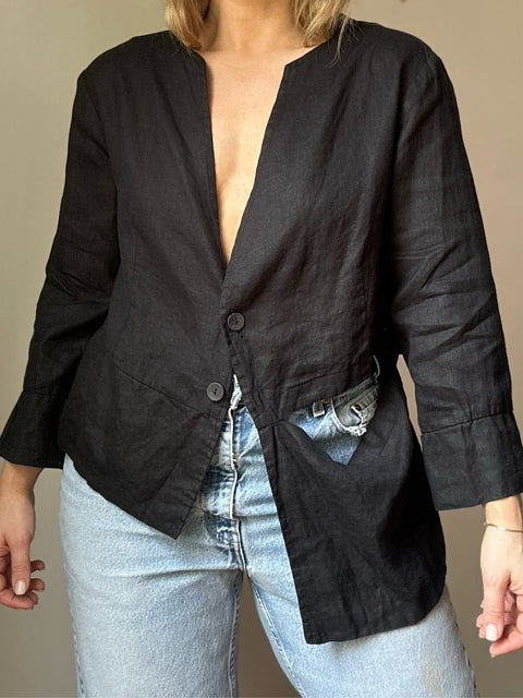 Vintage Black Linen Jacket