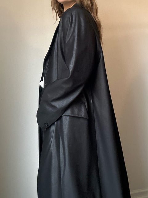 Vintage Black Shine Trench
