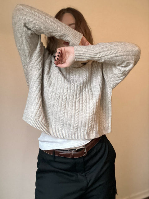 Express Beige Cropped Hoodie