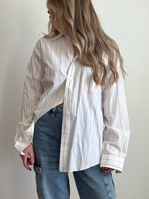 White Pinstripe Button Down