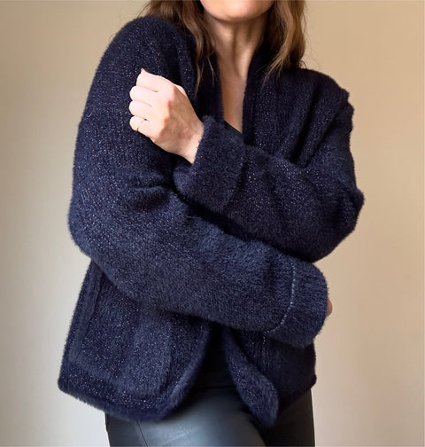 Anthropologie Cropped Navy Cardigan