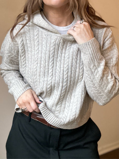 Express Beige Cropped Hoodie