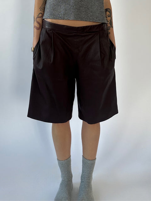 The Row Lambskin Leather Shorts