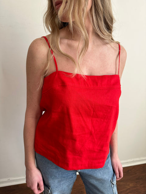 Red Square Neck Tank