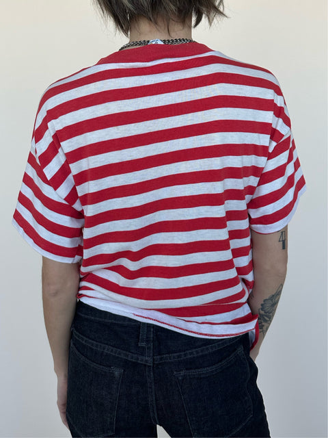 Vintage Red & White Stripe Tshirt
