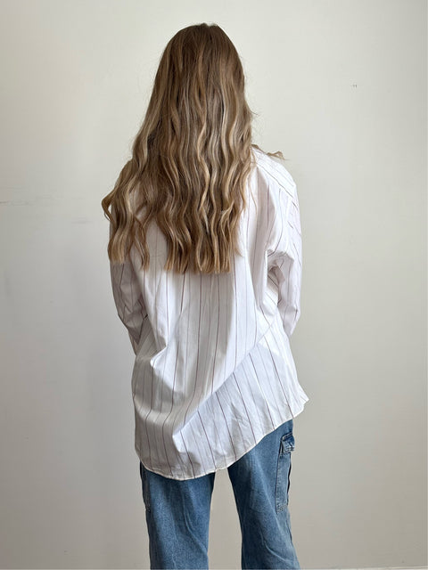 White Pinstripe Button Down