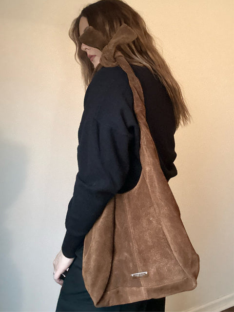 Brown Suede Hobo Bag