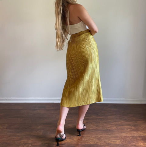 Anthropologie Yellow Satin Panel Skirt (NWT)