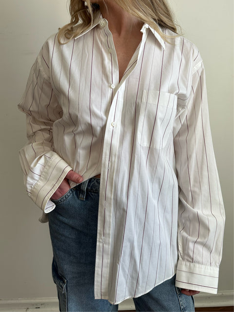 White Pinstripe Button Down