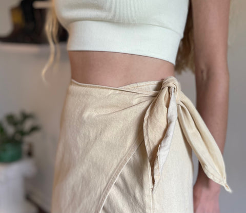 Ivory California Influence Denim Wrap Skirt