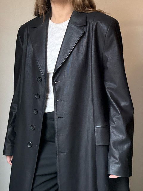 Vintage Black Shine Trench