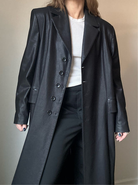 Vintage Black Shine Trench
